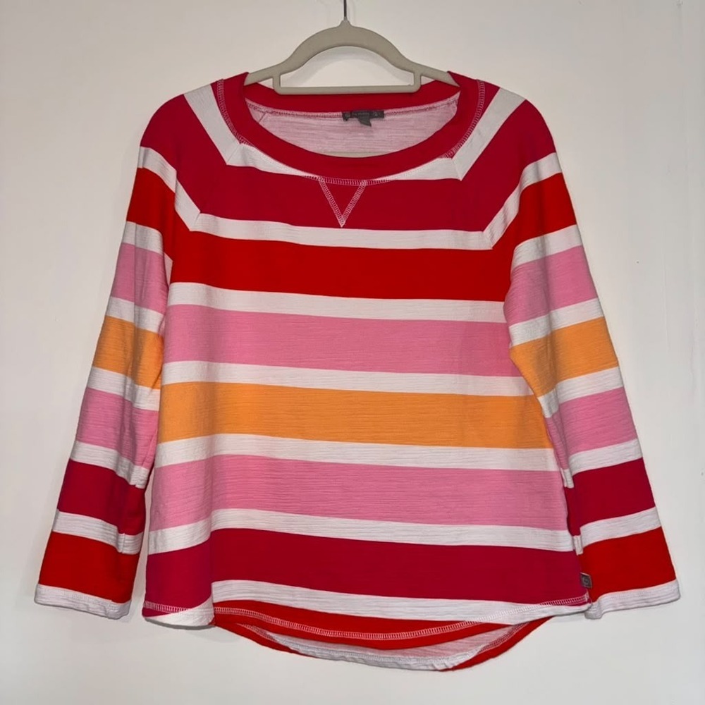 T By Talbots Women's Sz MP Pullover Top Striped UPF 50+ Sun Protection Colorful
